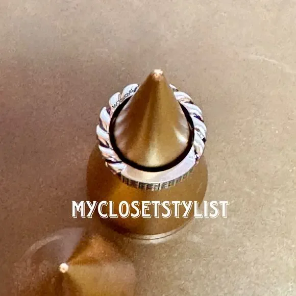 MARC JACOBS Braided Insignia Silver CONVERTIBLE Ring 7 NEW! Engraved Monogram - Picture 5 of 5